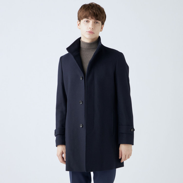 ブラックライン 【発送在庫あり】【BL】ウールブレンドスタンドカラーチェスターコート/ネイビー 紺中間