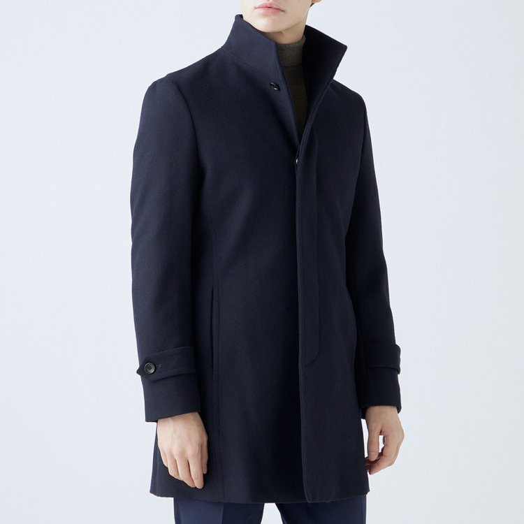 ブラックライン 【発送在庫あり】【BL】ウールブレンドスタンドカラーチェスターコート/ネイビー 紺中間