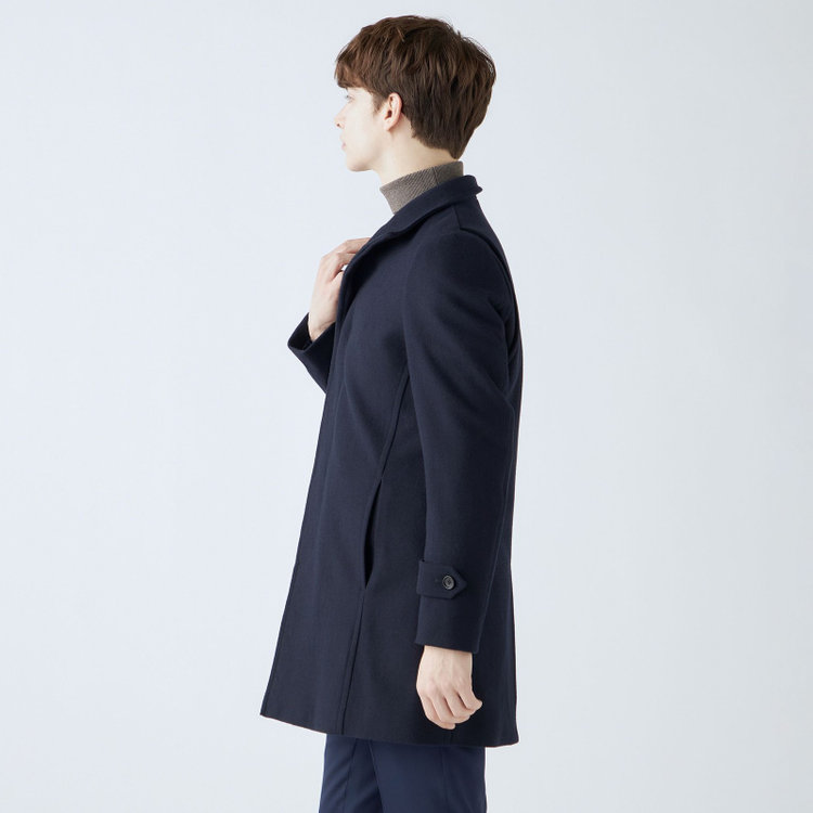 ブラックライン 【発送在庫あり】【BL】ウールブレンドスタンドカラーチェスターコート/ネイビー 紺中間
