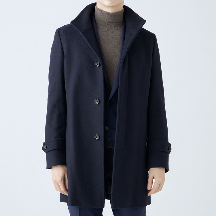 ブラックライン 【発送在庫あり】【BL】ウールブレンドスタンドカラーチェスターコート/ネイビー 紺中間
