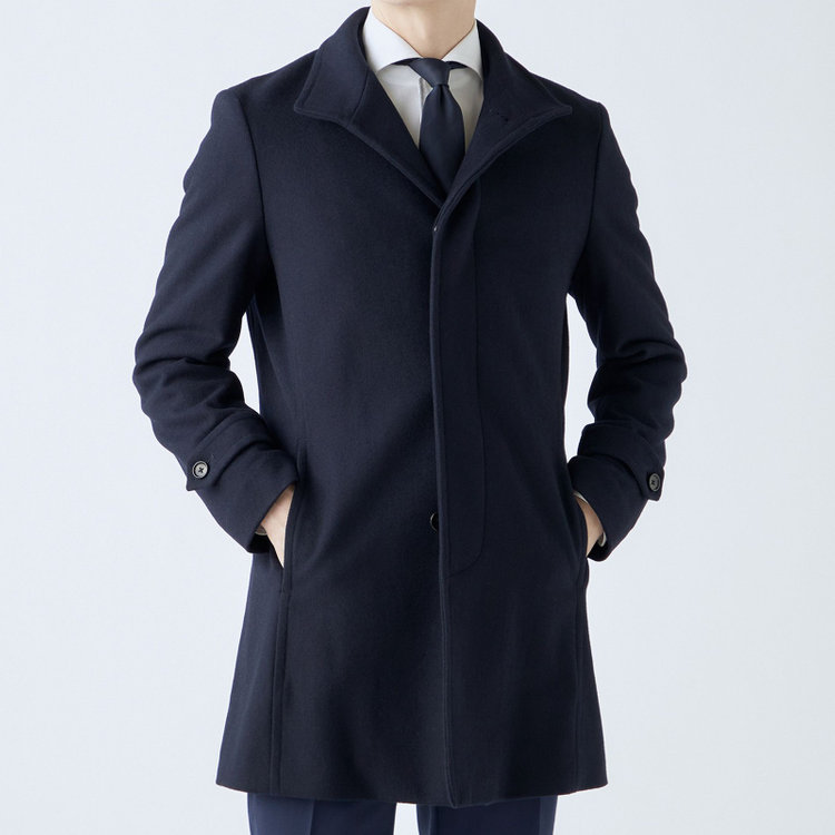 ブラックライン 【発送在庫あり】【BL】ウールブレンドスタンドカラーチェスターコート/ネイビー 紺中間