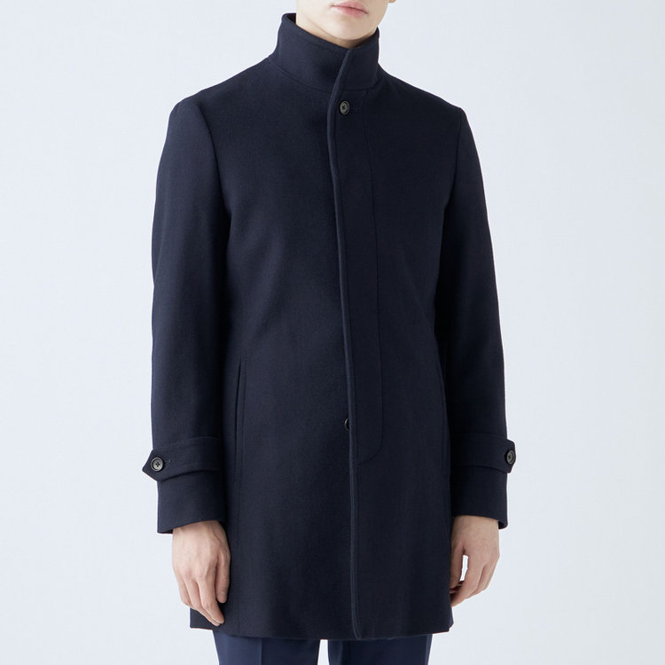 ブラックライン 【発送在庫あり】【BL】ウールブレンドスタンドカラーチェスターコート/ネイビー 紺中間