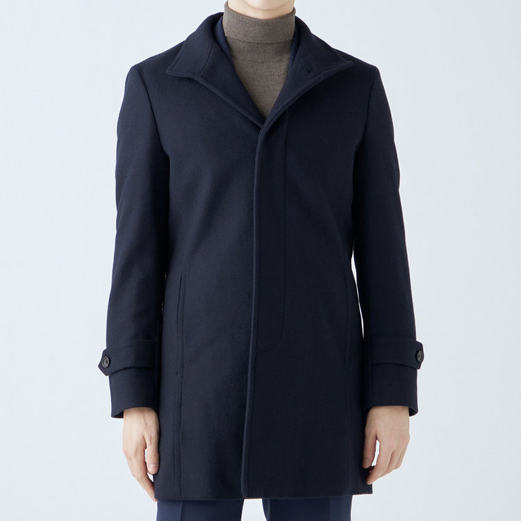ブラックライン 【発送在庫あり】【BL】ウールブレンドスタンドカラーチェスターコート/ネイビー 紺中間