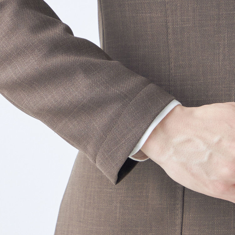 シルバーライン 【RBC】【春夏】3釦段返りシングルスーツ 2タック/ブラウン/パッチポケット/ドローコード&ウエストシャーリング/※パンツ裾上げ済仕様 茶中間