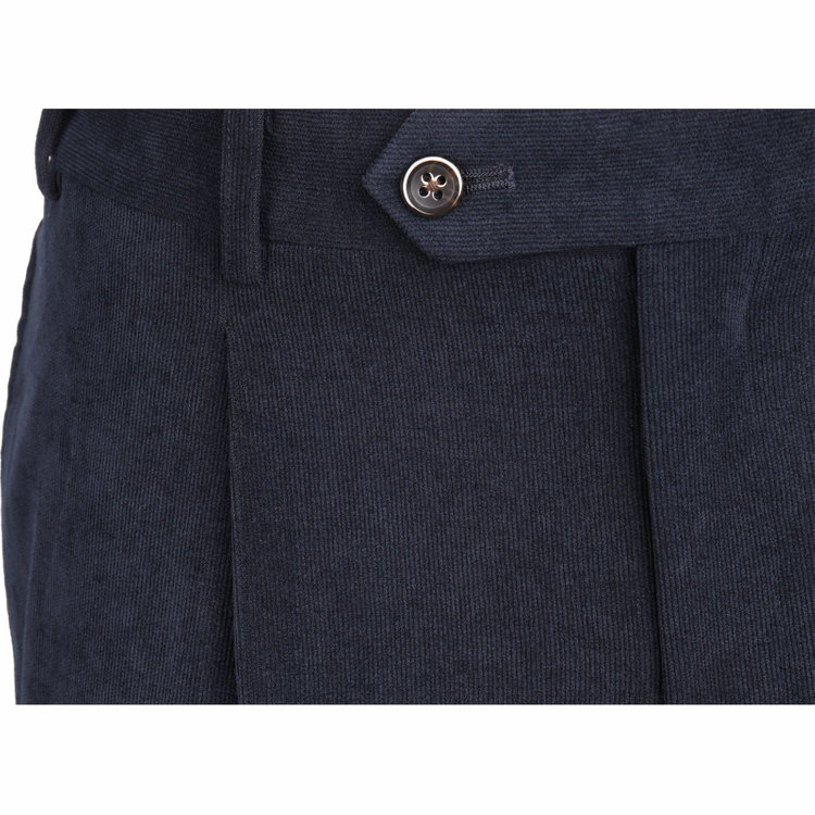 スーツセレクト 【WEB限定/OUTLET】【CLASSICO TAPERED】【秋冬】1タックテーパードパンツ/ネイビー×コーデュロイ/シャーリング仕様/4S SUSTAINABLE ネイビー系(紺)