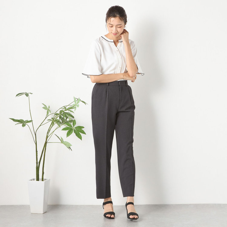 シルバーライン 【RELAX TAPERED】【春夏】1釦テーパードパンツスーツ/グレー/ウエストシャーリング/ウォッシャブル/4S SUSTAINABILITY&ECOLOGY FABRIC/※パンツ裾上げ済仕様 グレー濃色