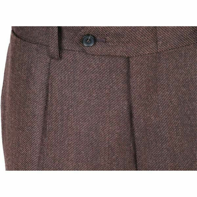 スーツセレクト 【WEB限定/OUTLET】【CLASSICO TAPERED】【秋冬】ウール 1タックテーパードパンツ/ブラウン×カルゼ/NEW ZEALAND WOOL MIX ブラウン系(茶)