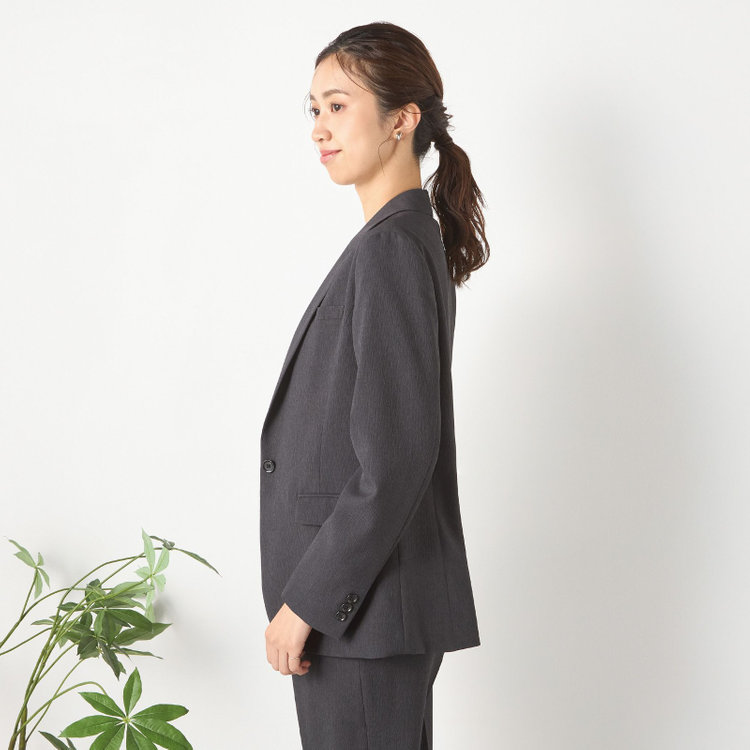 シルバーライン 【RELAX TAPERED】【春夏】1釦テーパードパンツスーツ/グレー/ウエストシャーリング/ウォッシャブル/4S SUSTAINABILITY&ECOLOGY FABRIC/※パンツ裾上げ済仕様 グレー濃色