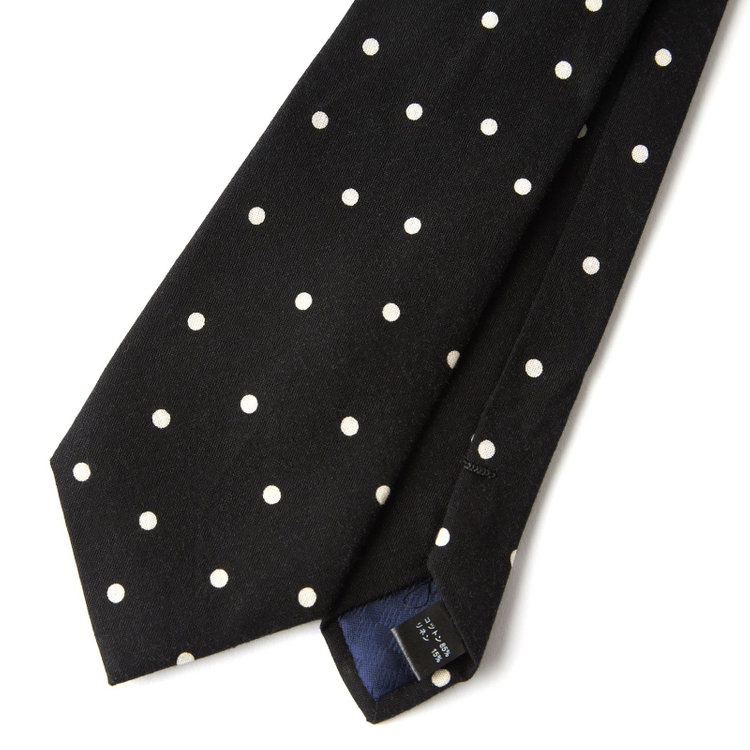 シルバーライン 【SILVER LINE】コットンリネンドットネクタイ 8.0cm幅/ブラック その他