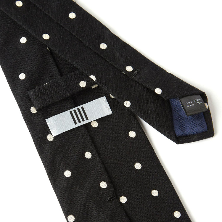 シルバーライン 【SILVER LINE】コットンリネンドットネクタイ 8.0cm幅/ブラック その他