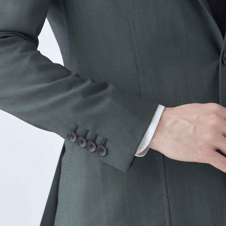 シルバーライン 【CLASSICO TAPERED】【春夏】3釦段返りシングルスーツ 2タック/カーキ/パッチポケット/ウエストムーブ/MARZOTTO/※パンツ裾直し必要 茶中間
