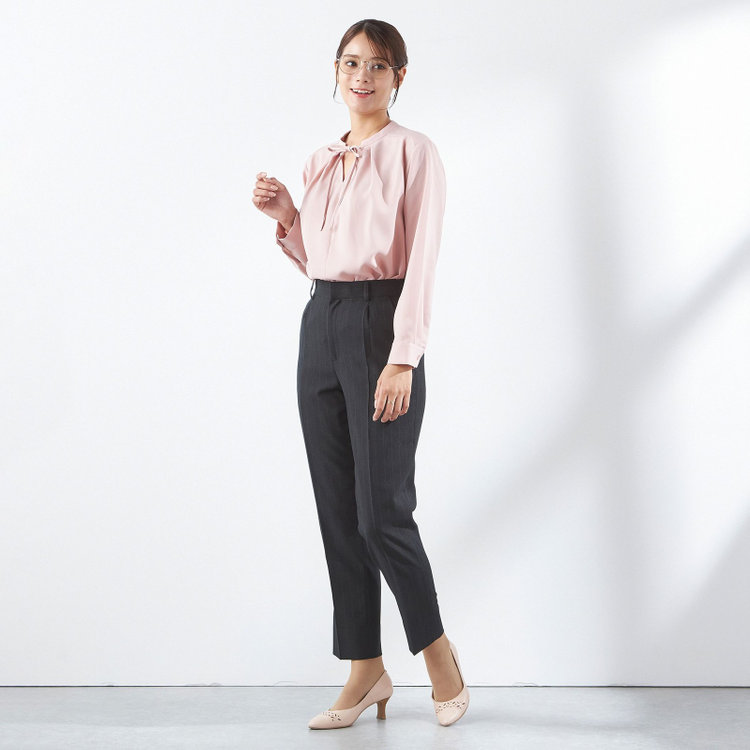 シルバーライン 【SILVER LINE/長袖】リボン付きブラウス/ピンク 赤淡色