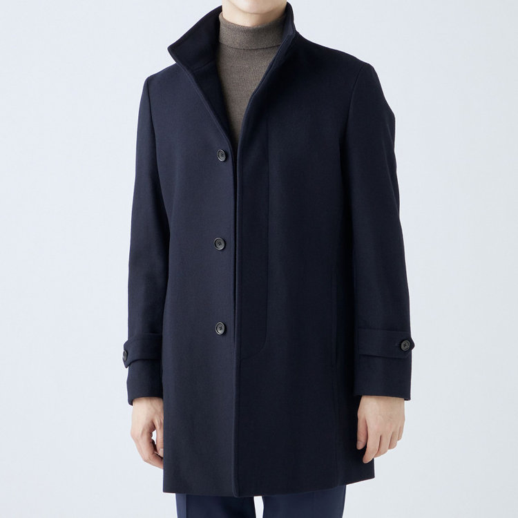ブラックライン 【発送在庫あり】【BL】ウールブレンドスタンドカラーチェスターコート/ネイビー 紺中間